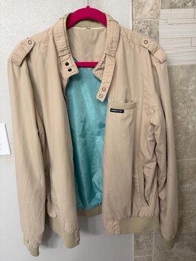 Members Only Beige Jacket with Teal Lining